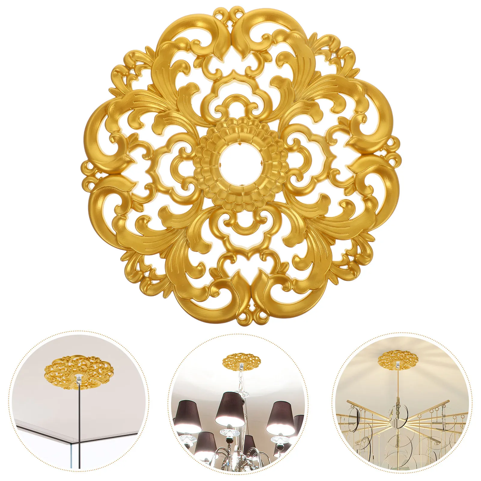 Household Ceiling Medallion Sturdy Plastic Modern Style Round Medallion Ring for Ceiling Light Fixture Home Business Decor