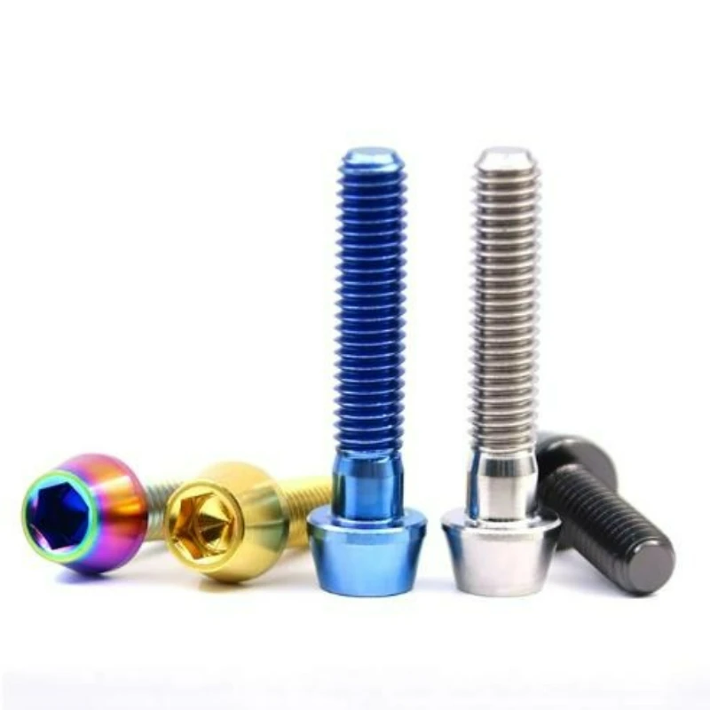 1PCS TC4 Titanium Bolts M5 M6 M8 M10 DIN912 Taper Head Half Tooth Screws for MTB Road Bike Bicycle Seatpost Headset Brake