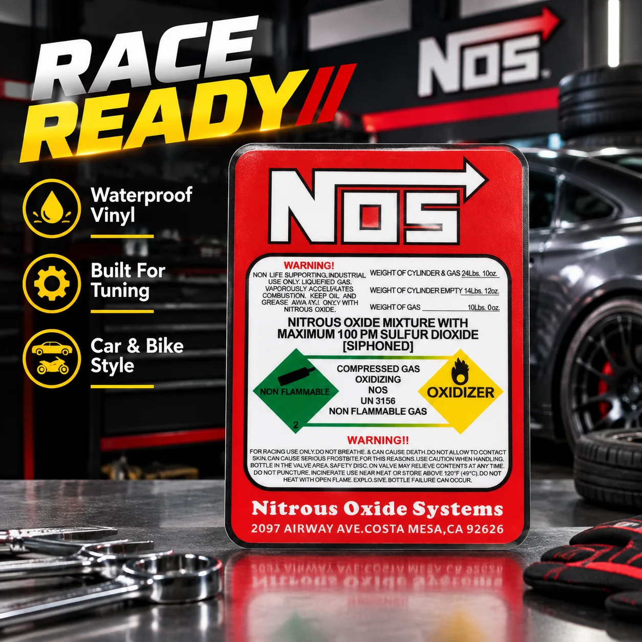 NOS Nitrous Oxide System Vinyl Decals Waterproof Racing Stickers for Cars Dirt Bikes Auto Tuning
