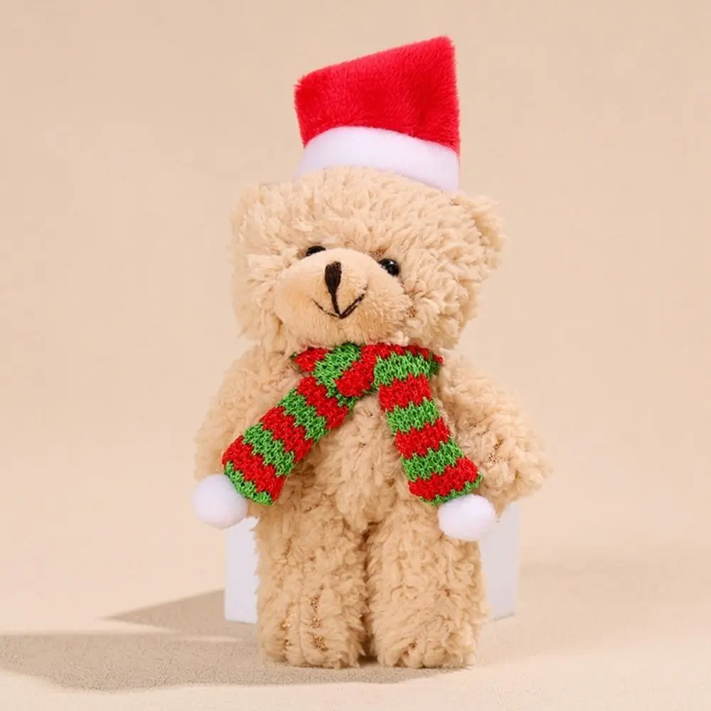 Bear Scarf Flower Christmas Plush Bear Plush Soft Christmas Bear Doll Cute Cartoon Christmas Bear Plush Pendant Cake Decoration