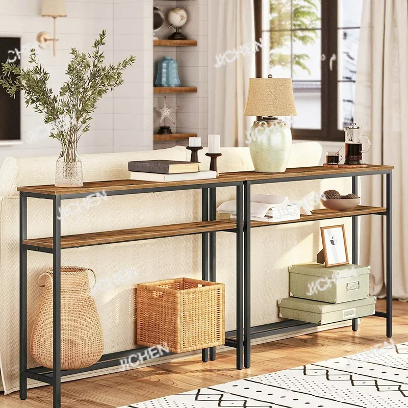 

JC JC Scandinavian Entryway Console Table Space-Saving Crimp Storage Rack Minimalist Narrow Sofa Table Multi-Purpose Altar Bench