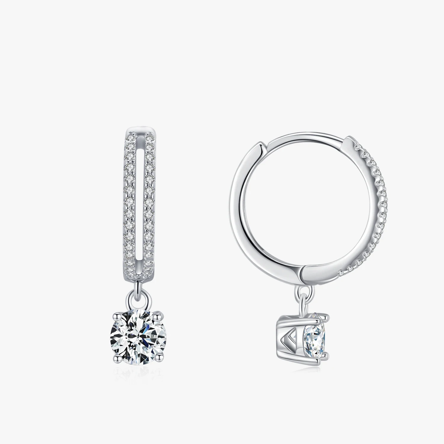 

New Arrival Fashion Real 925 Sterling Silver Luxury Round Zircon Drop Earring for Women Classic Wedding Statement Jewelry