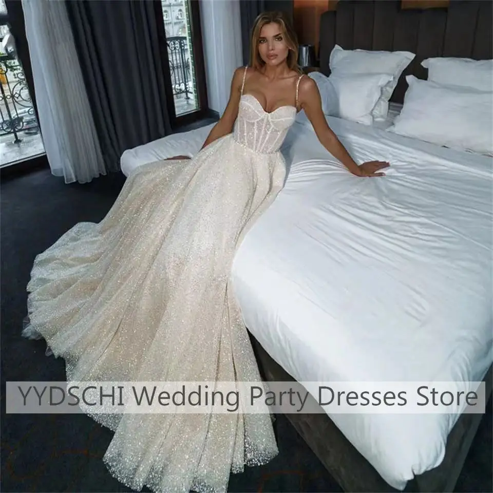 Customized Light White Spaghetti Straps Prom Dresses Formal Party Gown Sweetheart Tulle pleated Evening Elegant Vestidos De Gala