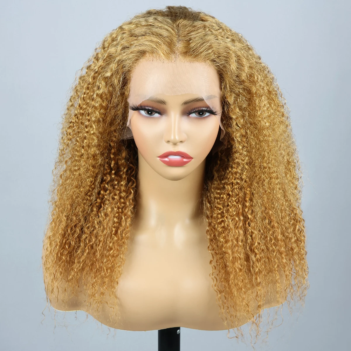 Miss Rola Kinky Curly Lace Front Wigs Brazilian #27 13x4 Lace Front Human Hair Wigs Remy Blonde Kinky Cury Lace Front Wigs