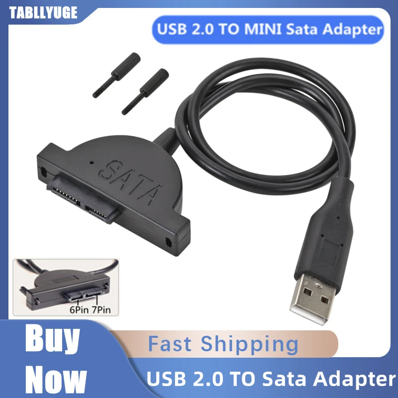 TABLLYUGE USB 2.0 to Mini Sata II 7+6 13Pin Adapter for Laptop CD/DVD ROM Slimline Drive Converter Cable Screws steady style