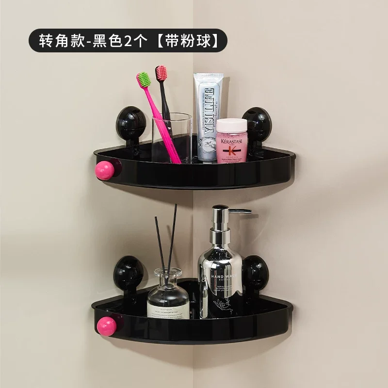 Picture 4: Corner Bathroom Shelves No Drill Rustproof Bathroom Accessories Wall Mounted Shower Storage Rack Shampoo Holder Single Tier