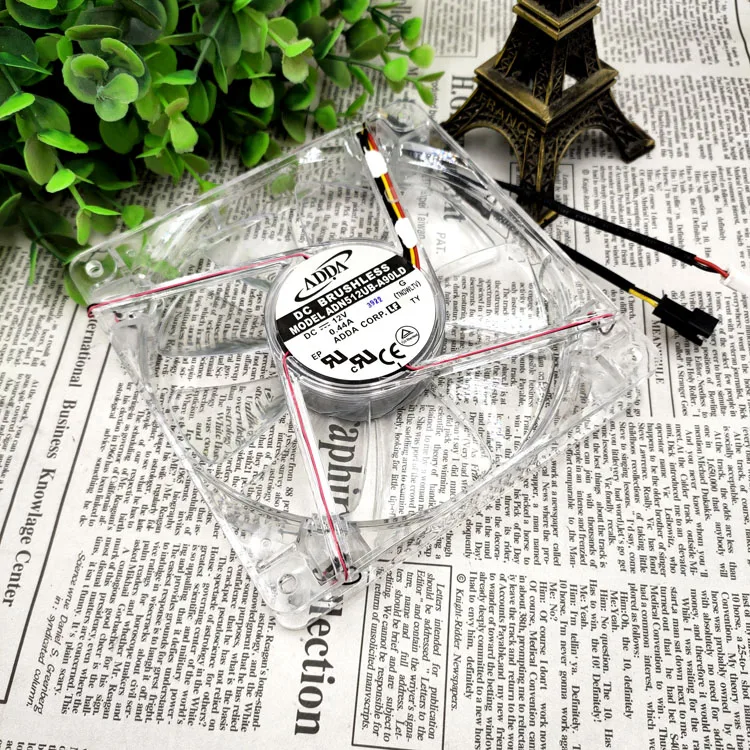 For Adda ADN512UB-A90LD 13525 135mm DC 12V 0.44A Transparent LED Light Cooling Fan cpu chassis