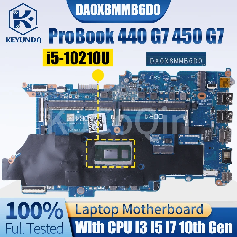 Imagem -02 - Placa-mãe Portátil para hp Probook Placa-mãe Testada Da0x8 Mmb6d0 L78085601 L78083-601 i3 i5 i7 10th Gen 440 g7 450 g7