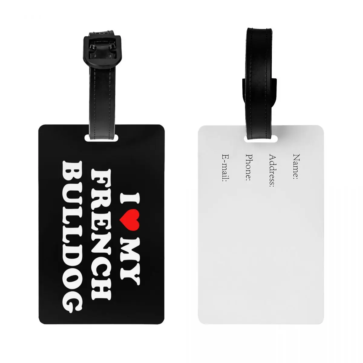 Custom I Love My French Bulldog Luggage Tags Custom Baggage Tags Privacy Cover Name ID Card