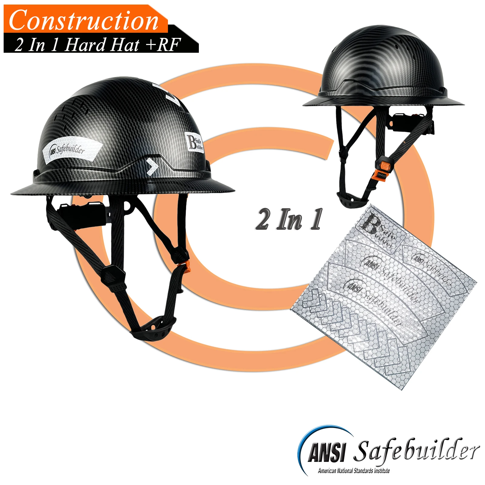 New Type Full Brim Hard Hat For Engineer Safety Helmet Reflective Breathable ANSI Head Protection Industrial Construction