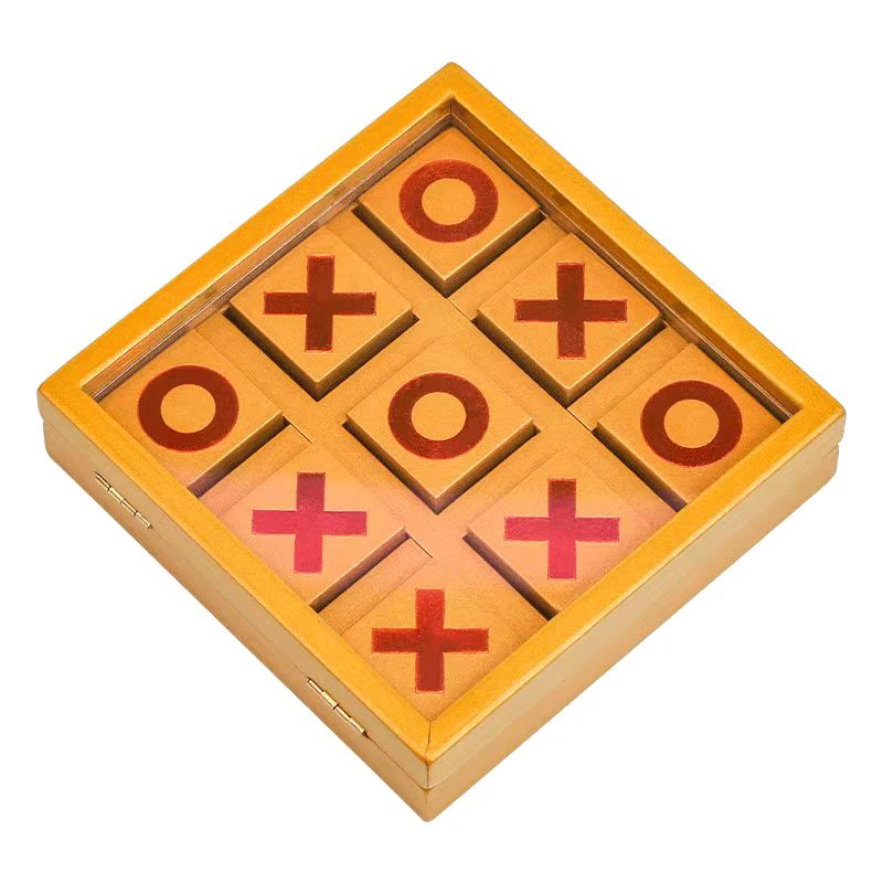 독특한 선물 클래식 XOXO Tic Tac Toe 나무 보드 게임, 어린이 및 성인용 두뇌 티저, 가족 즐거운 여행 파티에 이상적