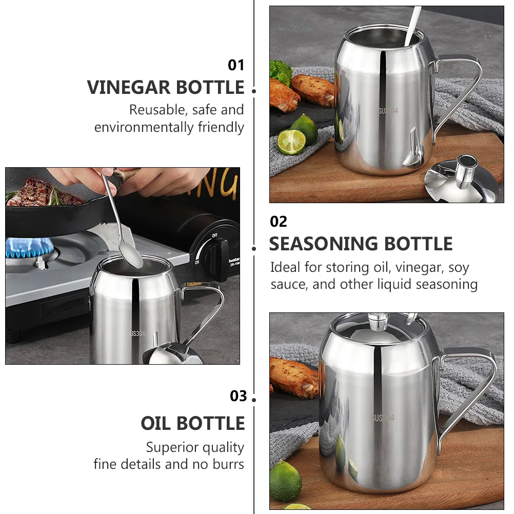 

Glass Stainless Steel Seasoning Bottle Seasonings Vinegar Kitchen Oil Dispenser