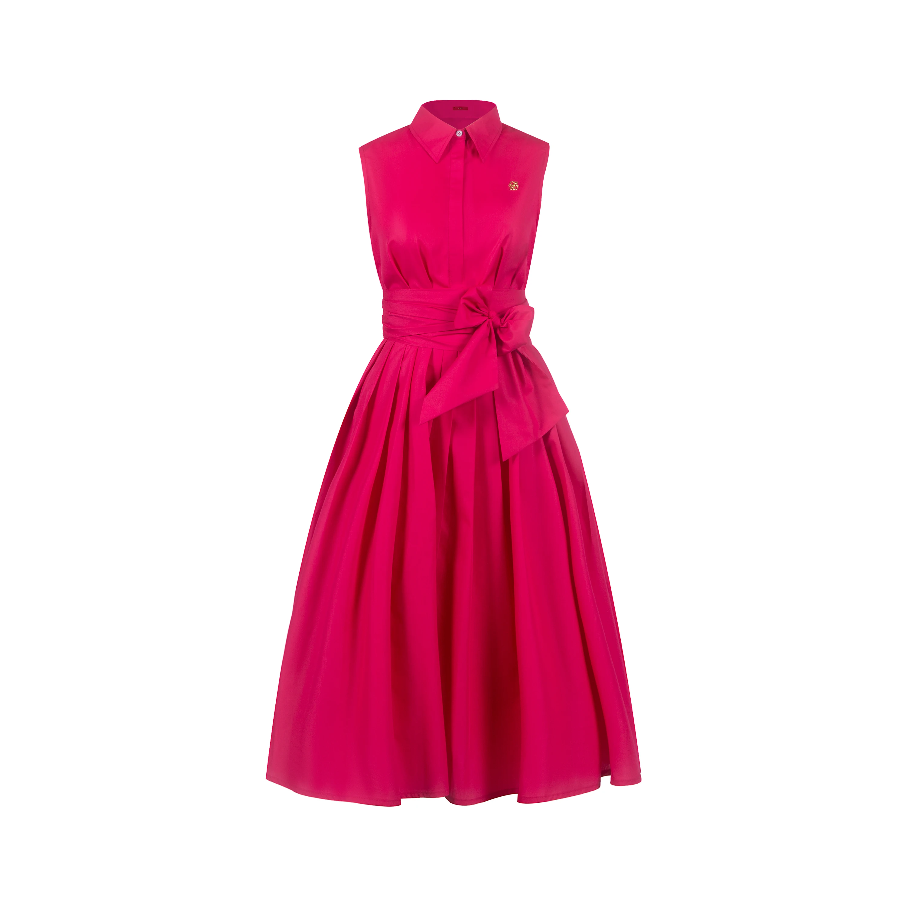 Vestido de verano para mujer, sin mangas, informal, con solapa, camisa, cinturón con lazo, Color sólido, línea A, moda, hebilla de Metal, vestidos femeninos