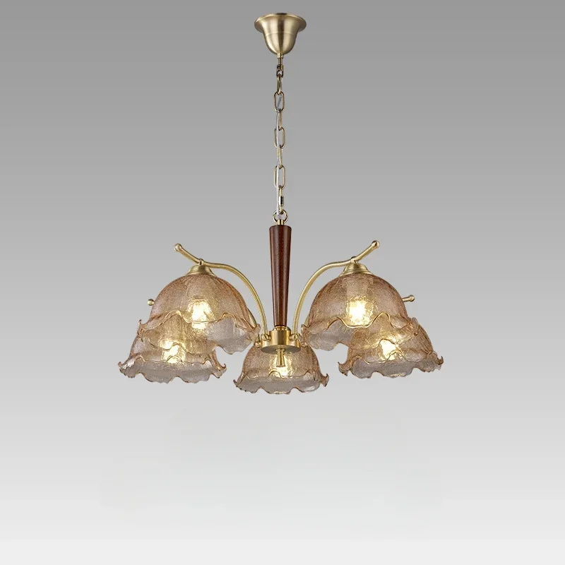 

GHEUVNJ Lighting fixtures, large living room chandeliers, warm Nordic restaurants, French light luxury, antique all copper retr