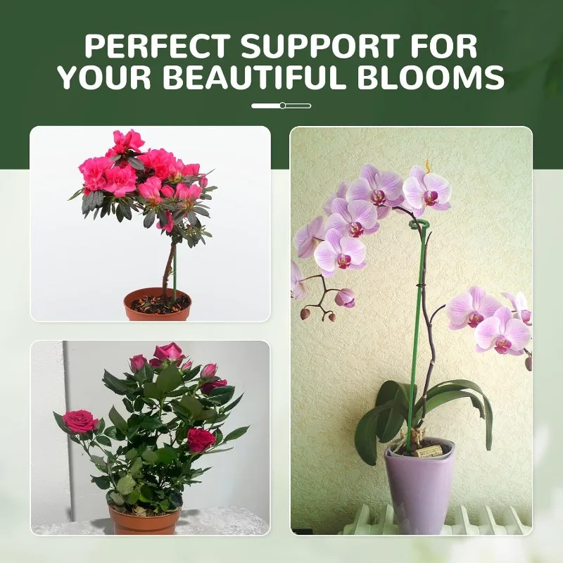 Adjustable Plant Support Stakes with Movable Clips,Green Garden Stakes for Potted Plants Indoor Outdoor