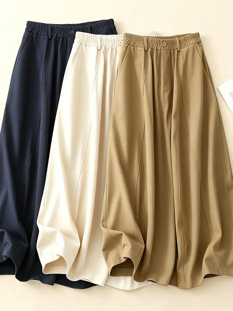 Casual Loose Women's Half Skirt Elastic Waist Design Sensation Flower Bud Workwear Skirt Autumn New Style Japanese Style