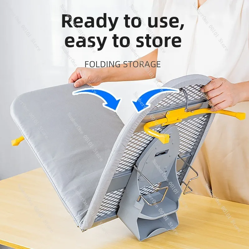 Desktop Foldable Ironing Board High Temperature Resistant for Home Clothes Ironing with Storage Rack