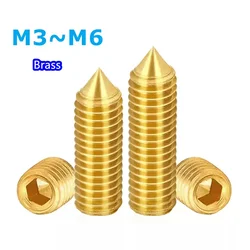 Brass Tip Setting Screw M3 M4 M5 M6 Hex Hexagon Socket Cone Point Grub Set Screw Tapered End Bolt