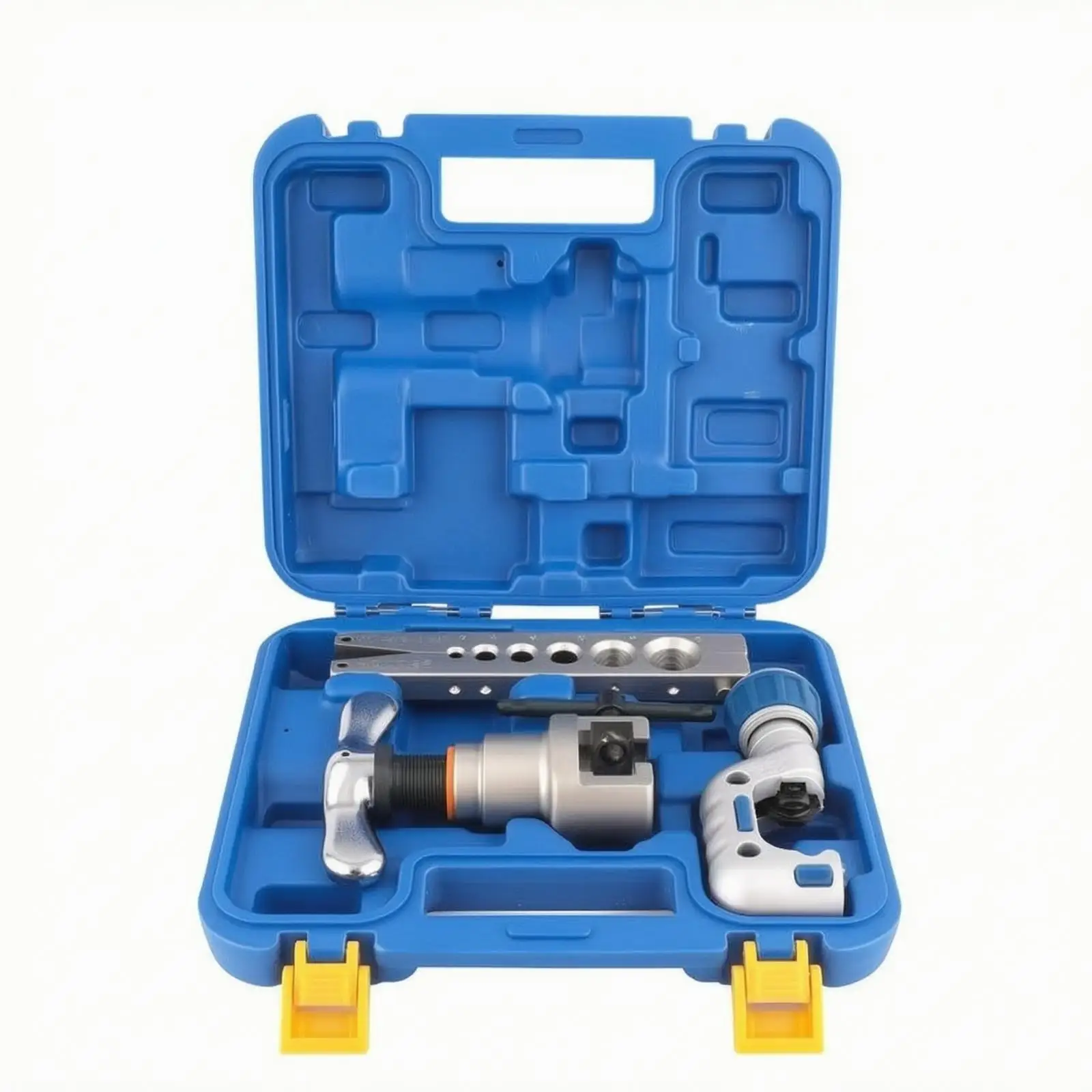 Durable Tube Flaring Tool for Copper Pipe End Expansion with T Shaped Handle Silver Gray Metal Construction