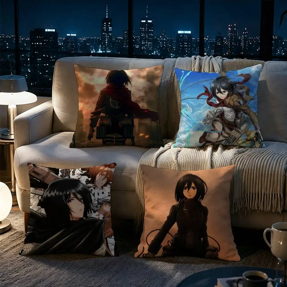 Attack on Titan Mikasa Ackerman  Pillow cover Soft Microfiber Pillowcase Home Sofa Decor Surprise Decorative printed.