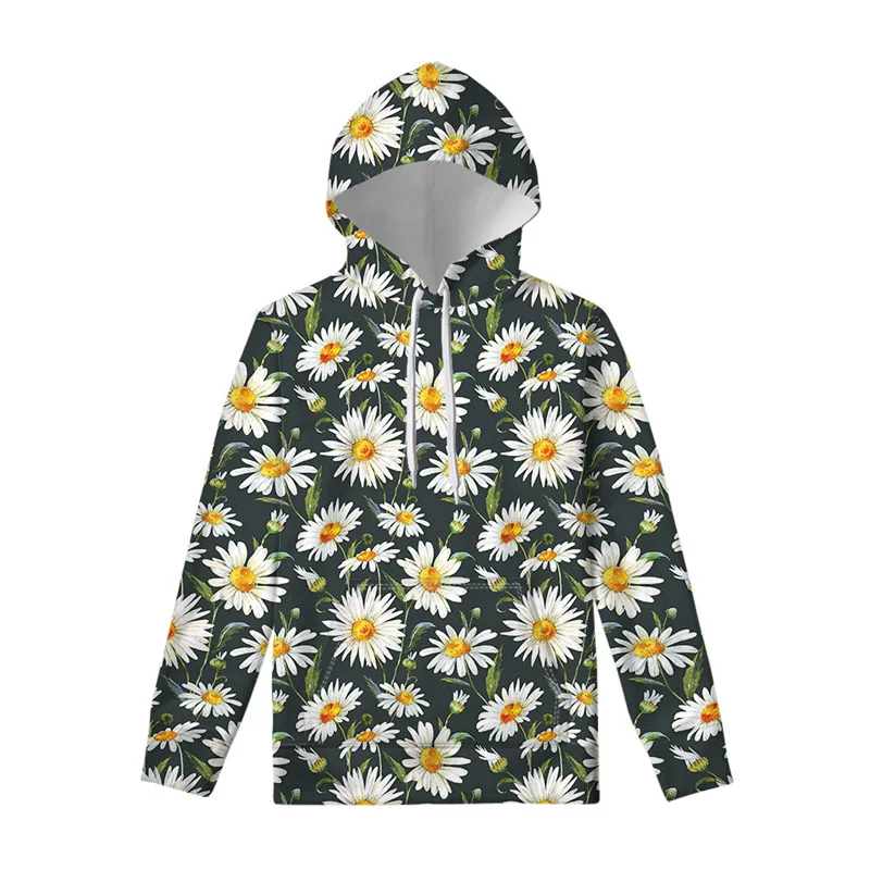 2024 Daisy Flower 3D Print Hoodies Men Women Fashion Spring Autumn New Casual Sweatshirts Oversized Hoodie Pullovers  Clothing