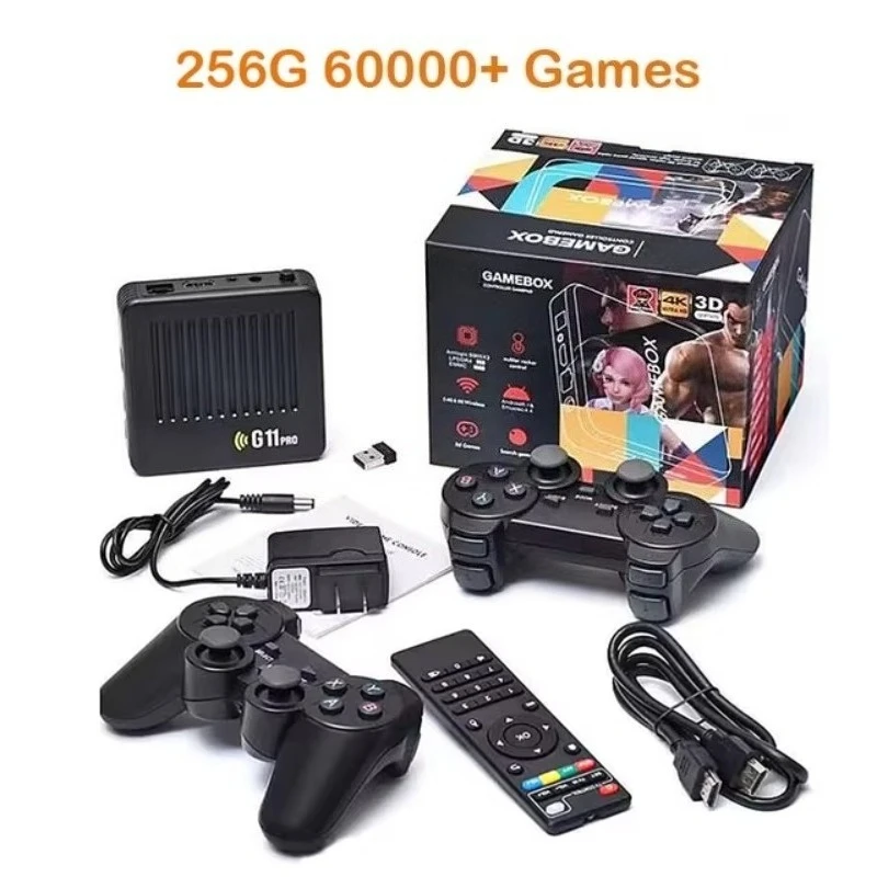NEW Game TV Box Video Game Console G11 Pro Double Wireless Family Retro Classic games 64/128GB 30000+ Games 4k For PSP/DC/N64