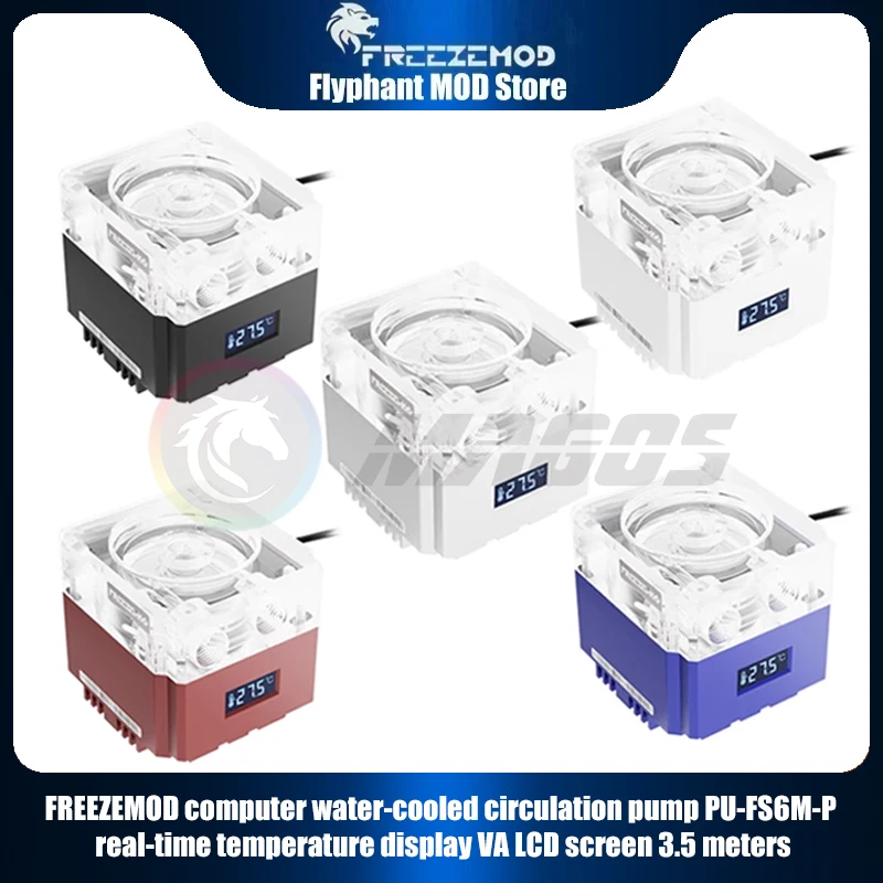 

FREEZEMOD PC Water Cooling Case Mute Pump PWM Intelligent With 800L/H Metal Cover RGB Light LCD Temperature Sensor PU-FS6M-P