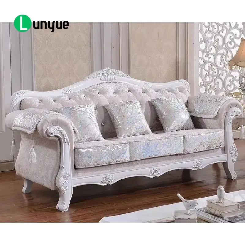 European Style Fabric 3 Seater Sofa Set for Small Apartment Living Room Beauty Simple Modern Design Space Saving