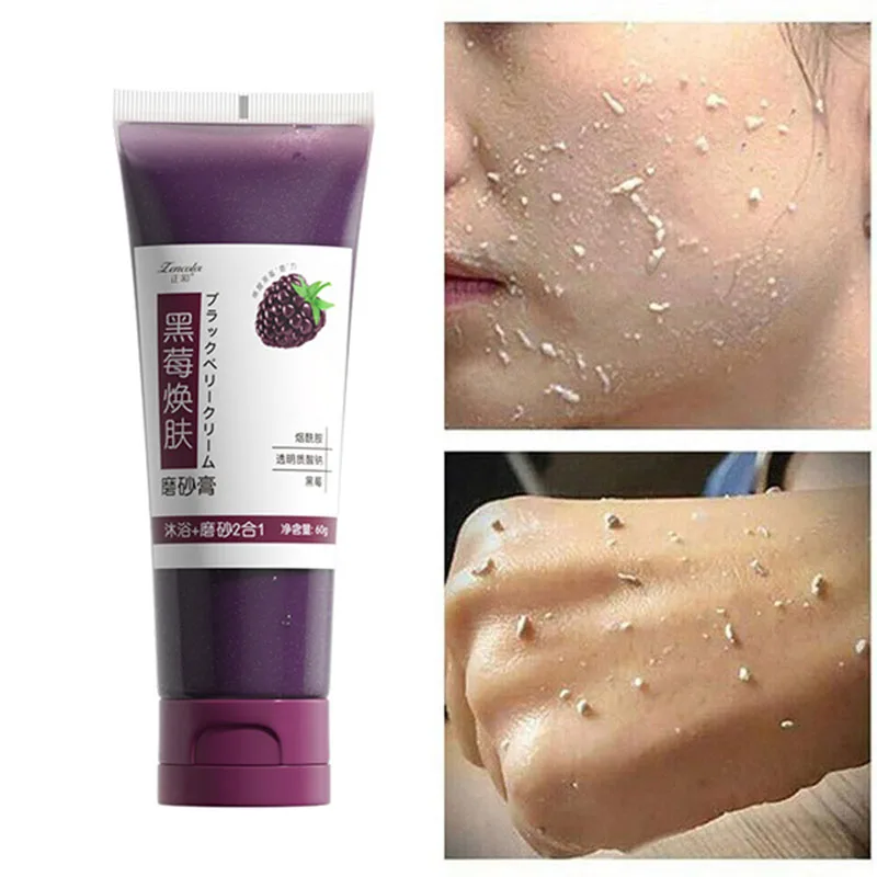 60g Blackberry Dead Skin Removal Cream Natural Deep Exfoliator Scrub Cleansing Peeling Gel for Face & Body Smooth Whitening