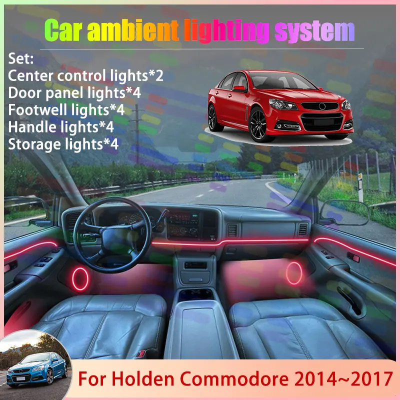 For Holden Commodore 2014~2017 MK4 VF 2015 2016 2/24 in 1 Car Atmosphere Light Lamp RGB Shade Ensemble Streamer Atmosphere Set