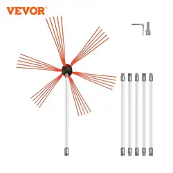 Vevor chaminé cleaner sweep kit náilon elétrica drill drive cabeça da escova giratória haste flexível para varrer longe chaminé fuligem