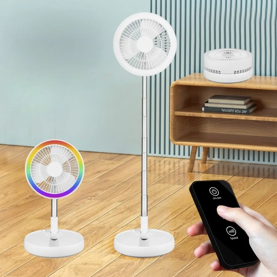 Portable and Expandable USB Charging Fan with Remote Control and 4-Speed Wind Speed Adjustment, 3600Mah, Can Meet the Needs of D