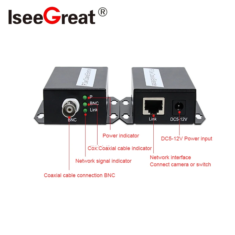 Imagem -03 - Conversor Ethernet para Cctv Rede para Extensor Coaxial Transferência do Cabo Net Transmissão para Linha Coaxial 500m