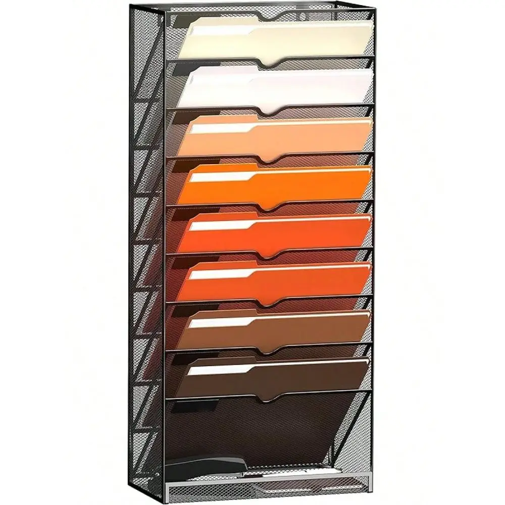 

16Tier Hanging Wall File Holder Organizer Papers, Folders, Files Clipboard Magazine Organization Great Office Home, Black2025