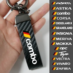 Car Keychain Carbon Fiber Grain Keyring Motorcycle Keychain for Opel Corsa Insignia Adam Grandland Crossland X Meriva OPC Tigra