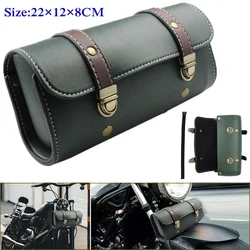 1PCS Green PU Leather Motorcycle Fork Tool Bag Front Rear Luggage Saddlebag Handlebar Bags for Motorbike Universal Accessories