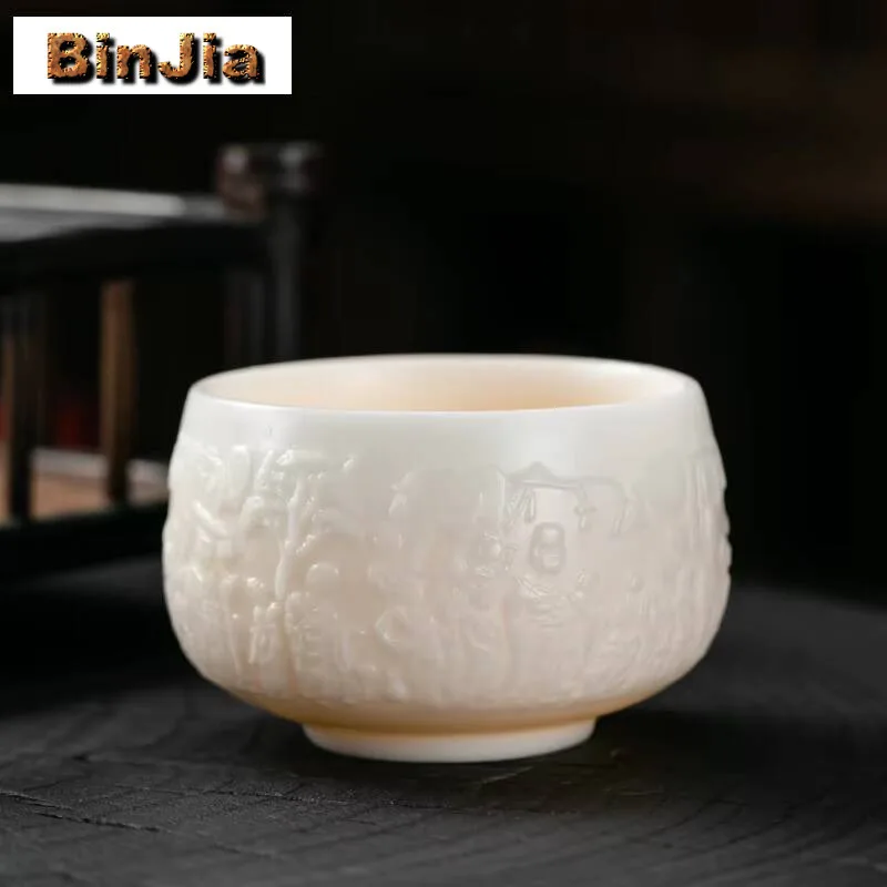 170 مللي الراقية الجليد البذور اليشم الخزف فنجان الشاي الإغاثة دونهوانغ بوذا ماستر كوب الشخصية تشازان تذوق وعاء الشاي الكونغ فو مجموعة #3