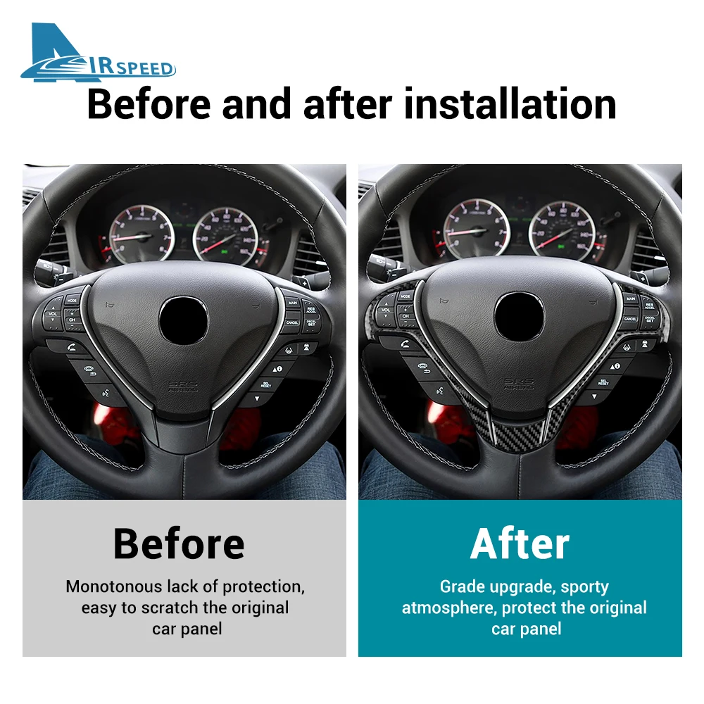 Real Soft Carbon Fiber Sticker for Acura ILX 2013-2017 2018 2019 2020 2021 2022 For RDX 2013-2018 Car Steering Wheel Accessories