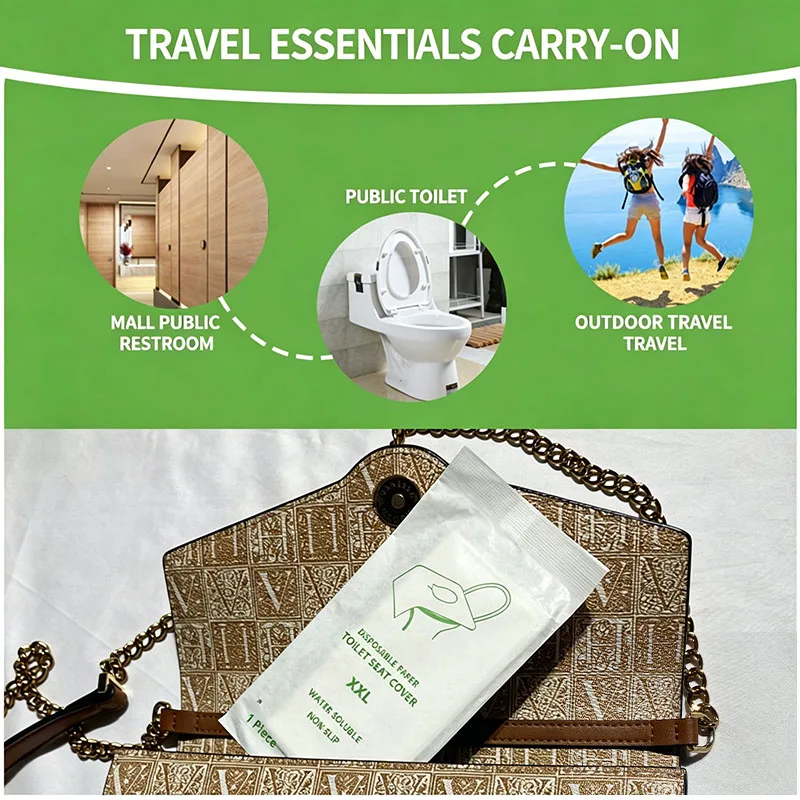 Disposable Toilet Seat Covers, Flushable XXL Paper, Individually Wrapped, Hygienic for Travel Hotel 