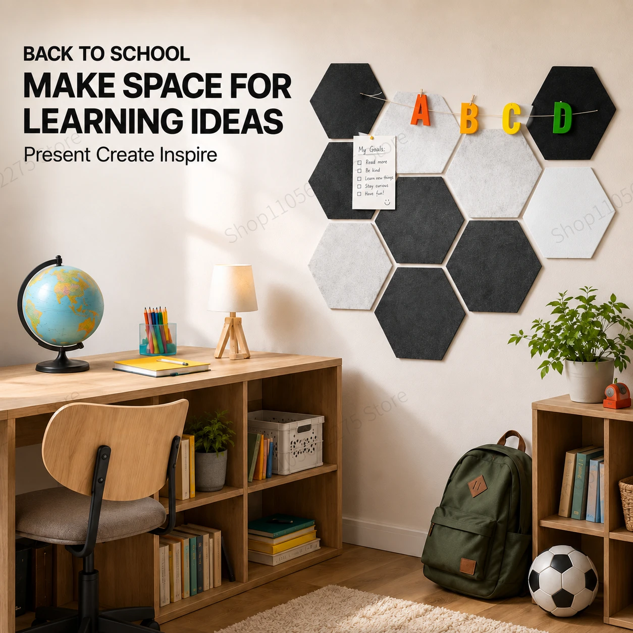 8-Pack Hexagon Felt Pin Boards, 30 x 26 cm Wall Tiles in 4 Colors, Modern Bulletin Board for Home Office, Study & Bedroom Decor