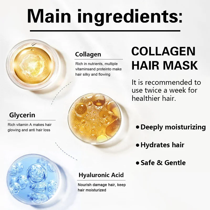 Collagen Hair Care Deep Repair Conditioning Argan Oil Hair Mask Essence Suitable for Dry and Damaged Hair