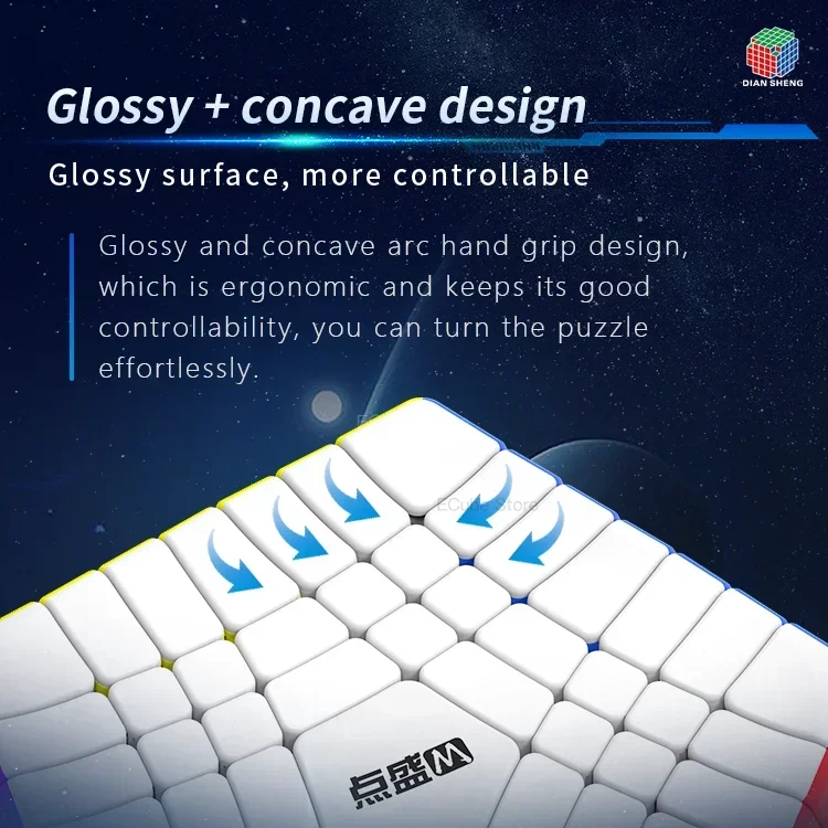 Picube 어린이용 매직 큐브 스피드 퍼즐 장난감, DianSheng Galaxy Teraminx 7x7 마그네틱 Megaminx 스티커리스, 7x7x7