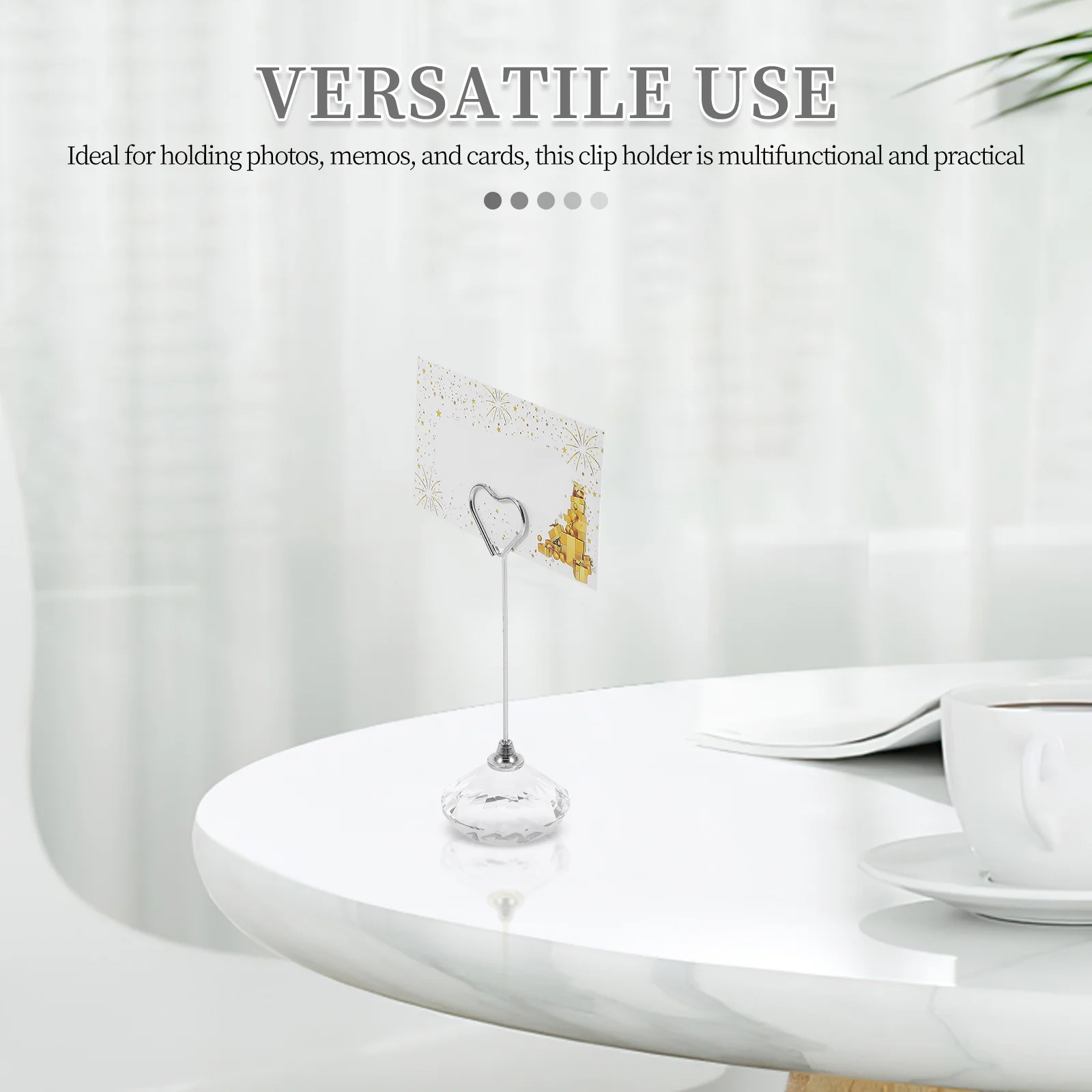 

Versatile Crystal Photo Clip Holder Table Number Stand Heart Shaped Note Clamp for Wedding Home Office Decorative Use