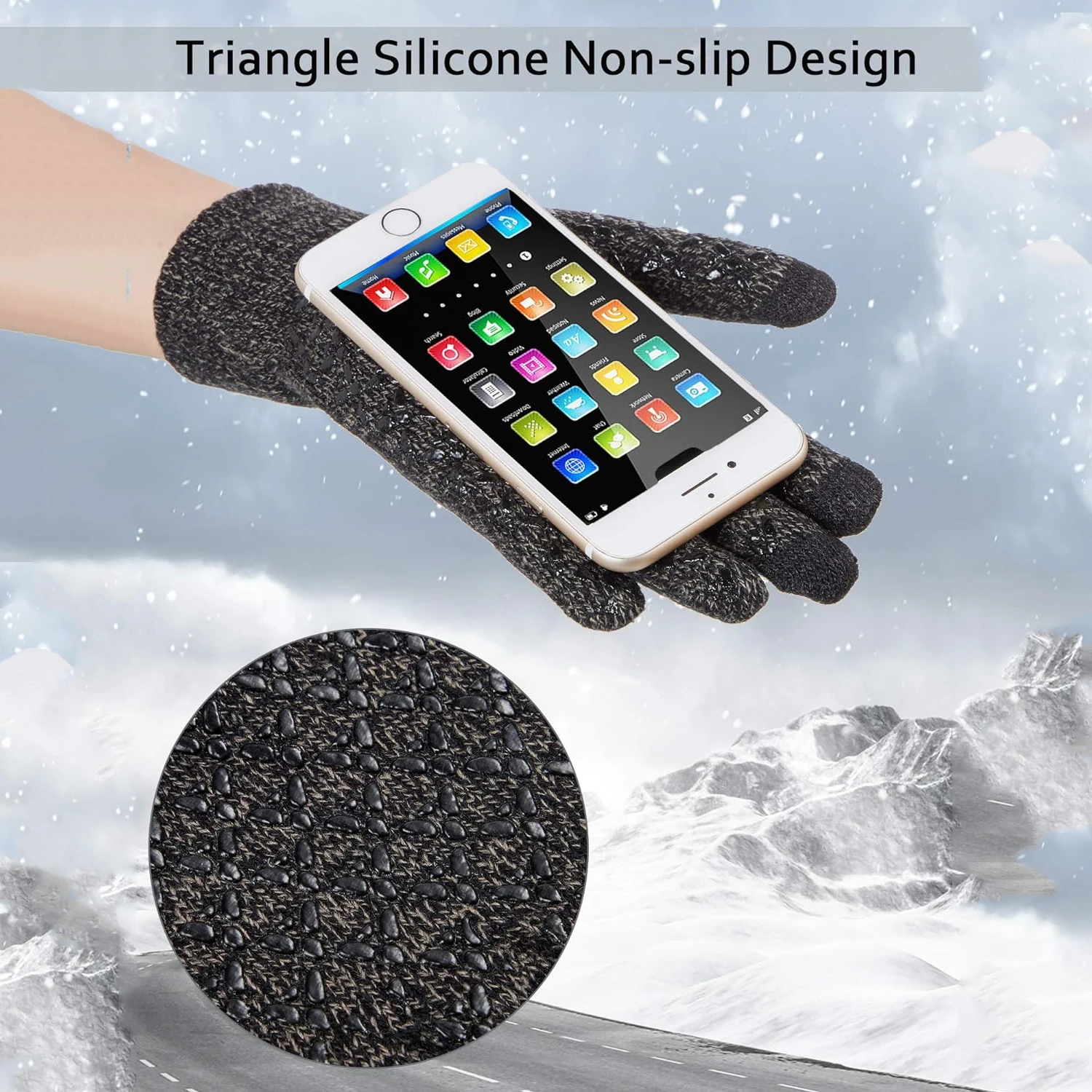 Guantes deportivos de ciclismo al aire libre de punto cálidos térmicos mejorados antideslizantes con pantalla táctil transpirable de invierno para hombres y mujeres para correr