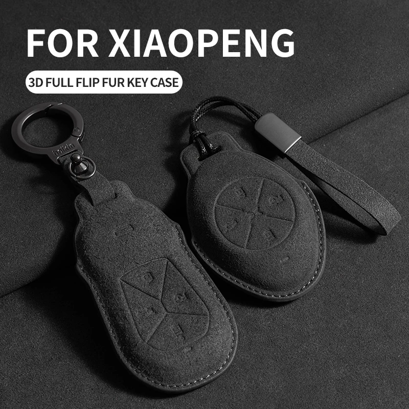 

Car Key Case Cover Shell For Xpeng P5 P7 G3 X2 N5 F30 H93 X9 2019-2023 Car Remote Keychain Shell Fob Suede Interior Accessories