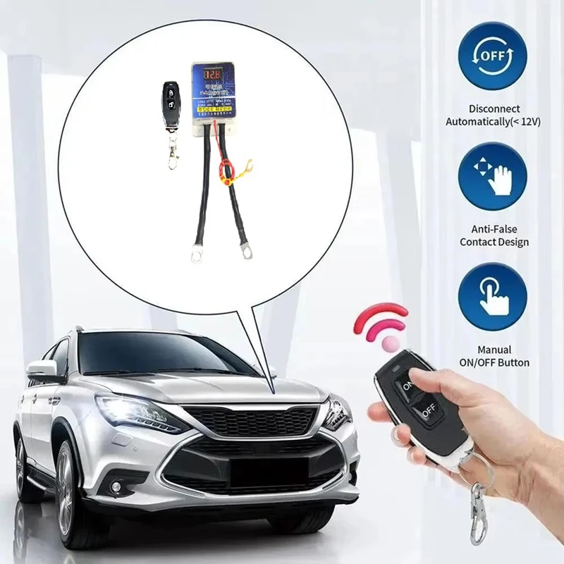 12V Car Battery Cutoff Switch Remote Control Relay With Display Battery Disconnect Cut Off Isolator Leakage Protection