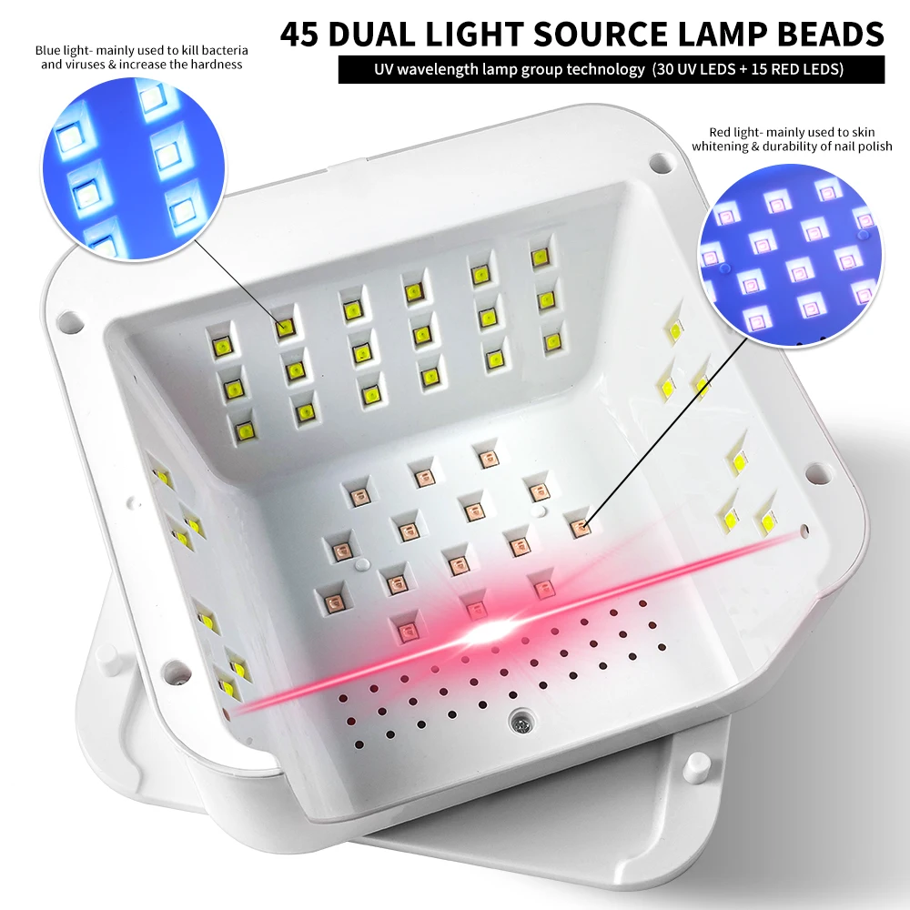 SUN L7 Nail Art Lamp Professional UV Nail Dryer 45LED Lamp Beads Can Quickly Dry and Solidify Gel Nail Polish Pedicure Nail Lamp