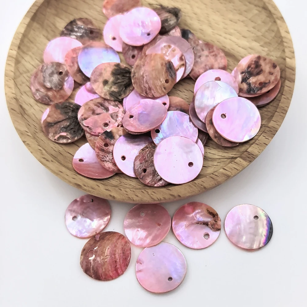 10PCS 15MM Single Hole Colored Round Mother Shell Buckle Pearl Shell Piece DIY Jewelry Earrings Necklace Making Accessories