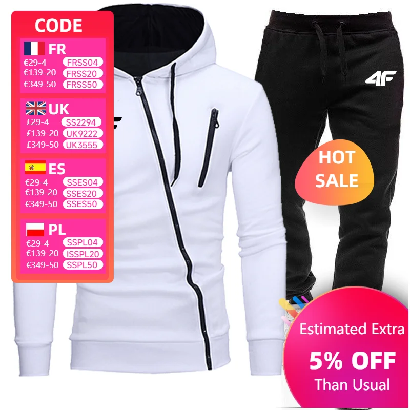 

Mens Tracksuit Printing Diagonal Zipper Hoodies+Sweatpants 2 Pcs Set Fashion Casual Coat Hot Sales Street Jogging Mens Clothing