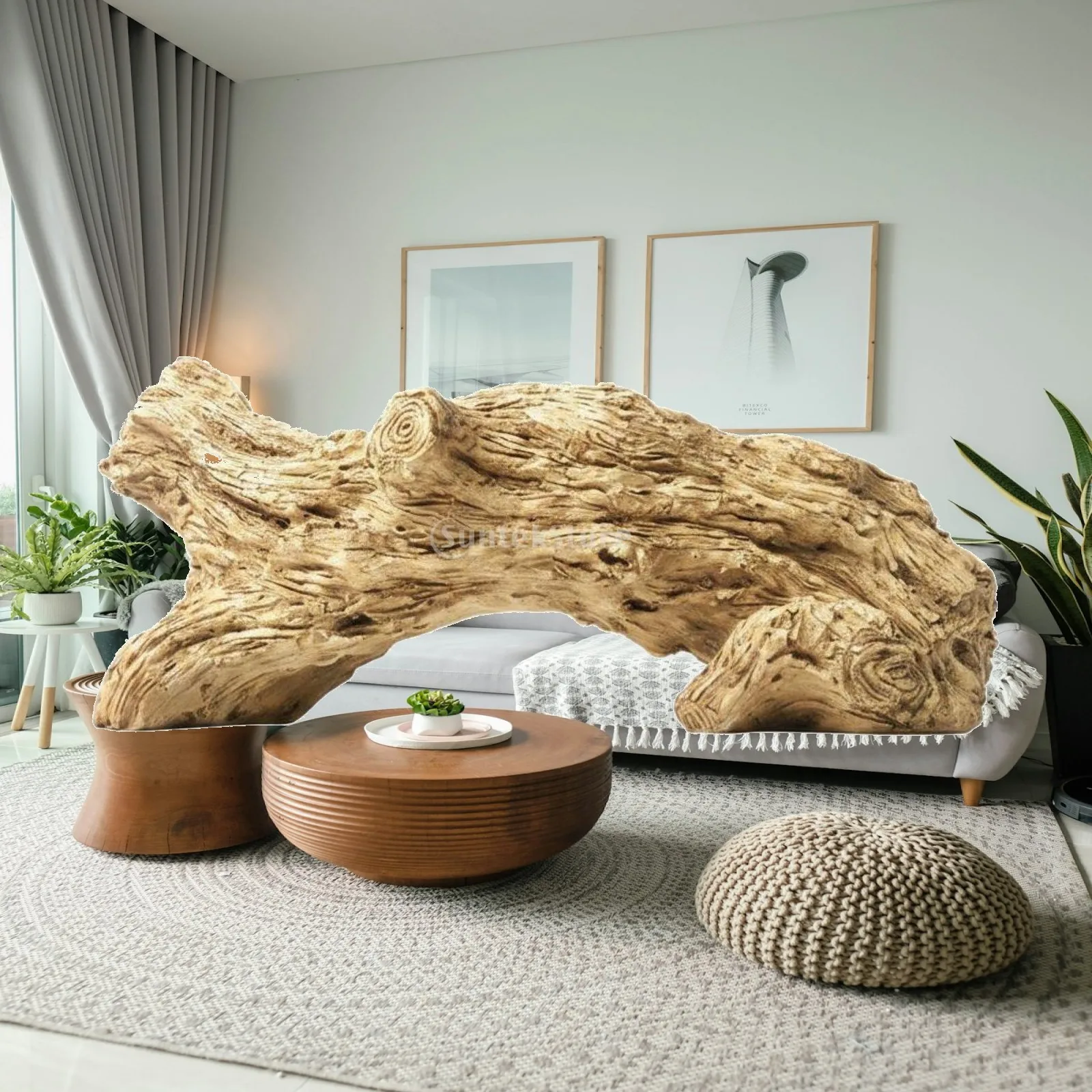 Resin Tree Stump Pot Natural Look Faux Wood Root Planter Retro Design